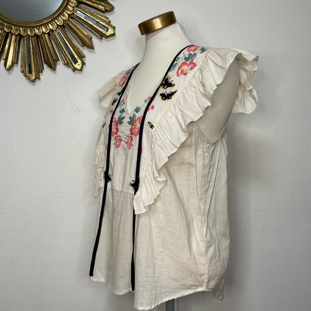 St. Roche Embroidered Floral Ruffle Sleeveless Top - Picture 7 of 14